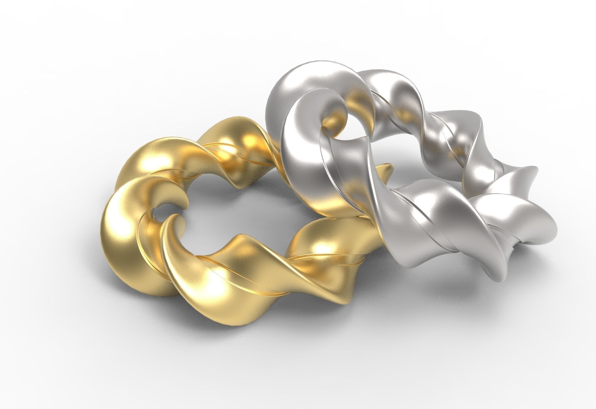 Bracelet two gold and silver rings 3D model_3
