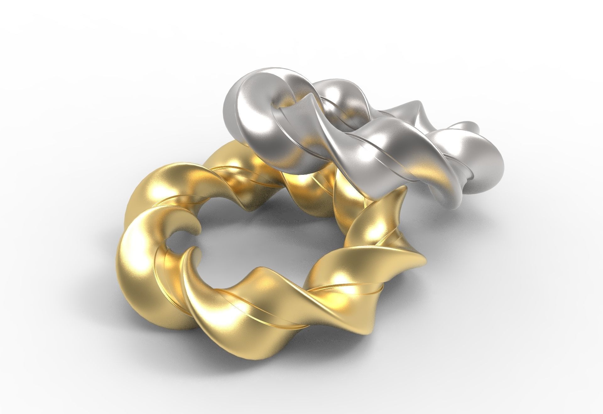Bracelet two gold and silver rings 3D model_4