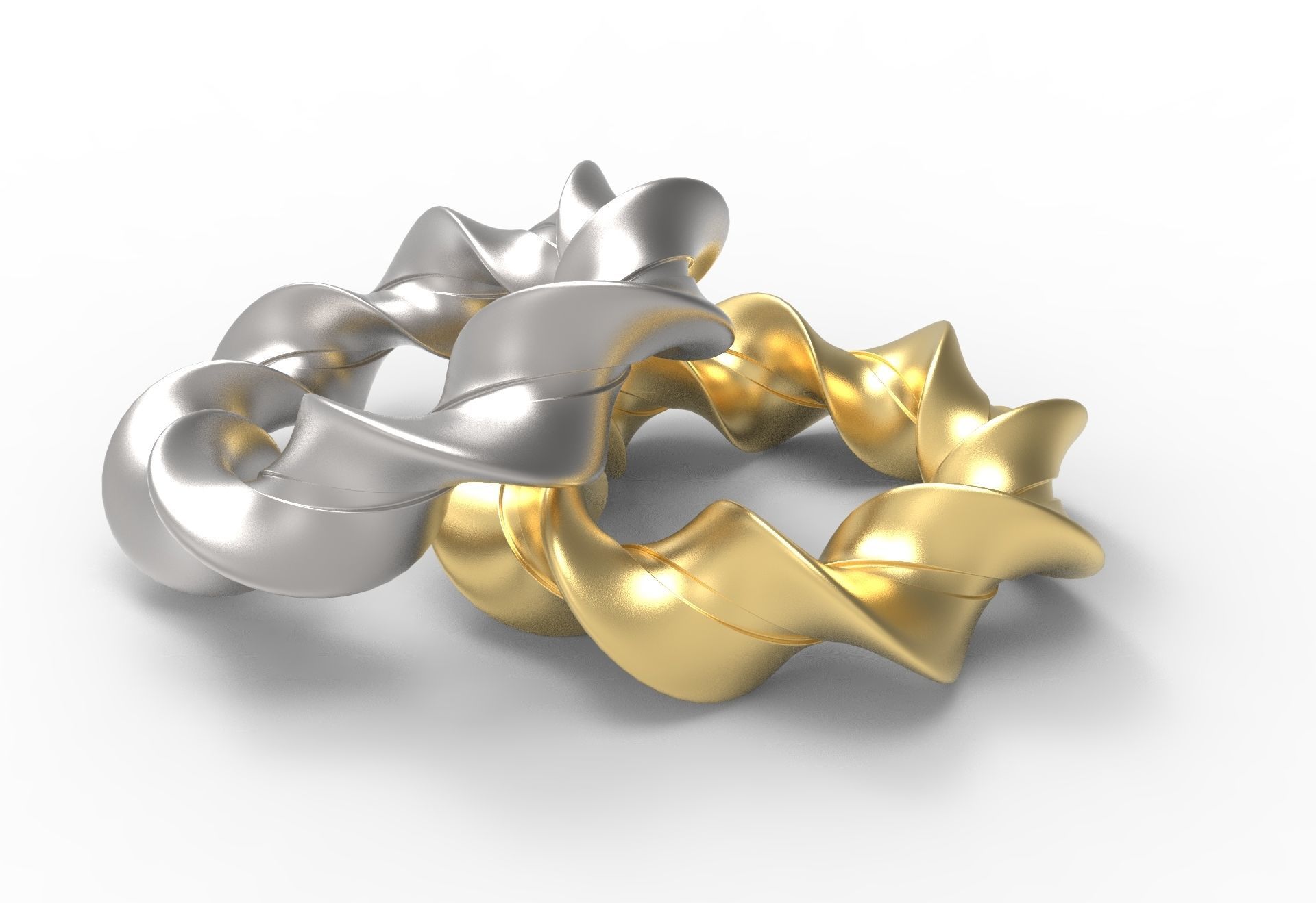 Bracelet two gold and silver rings 3D model_5