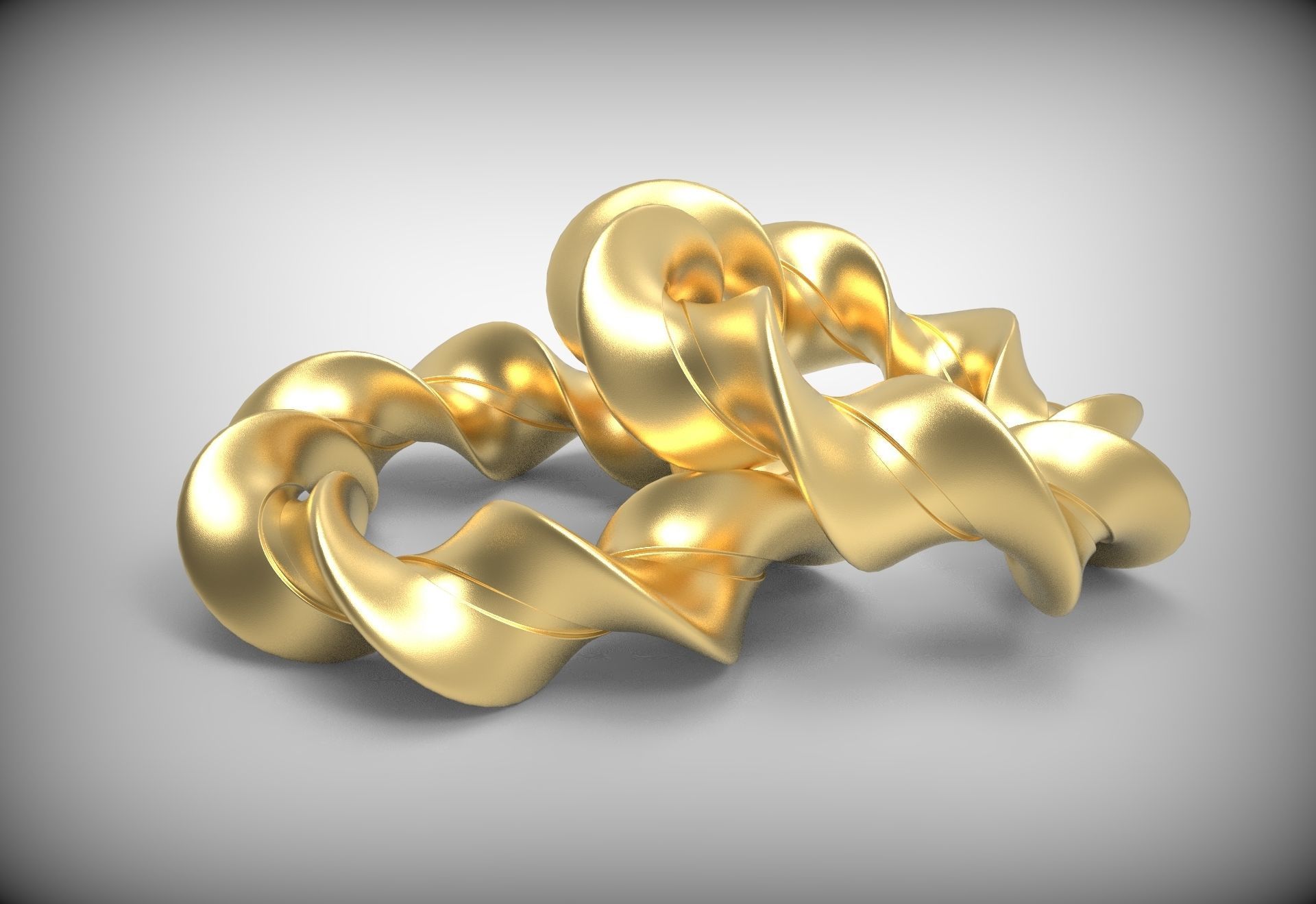 Bracelet two gold and silver rings 3D model_7