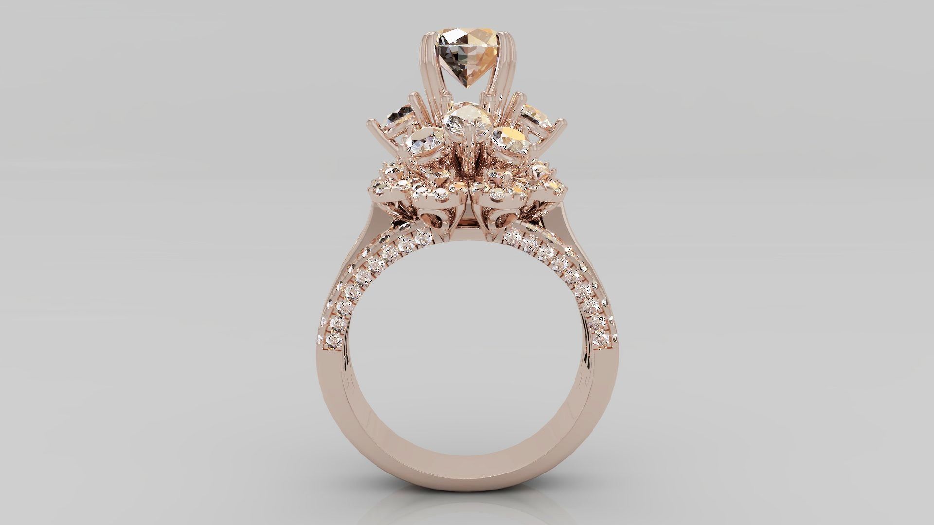 Cocktail Solitaire Women Ring 3D print model_4