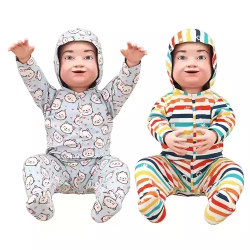 Child hooded baby jumpsuits for boys and girls