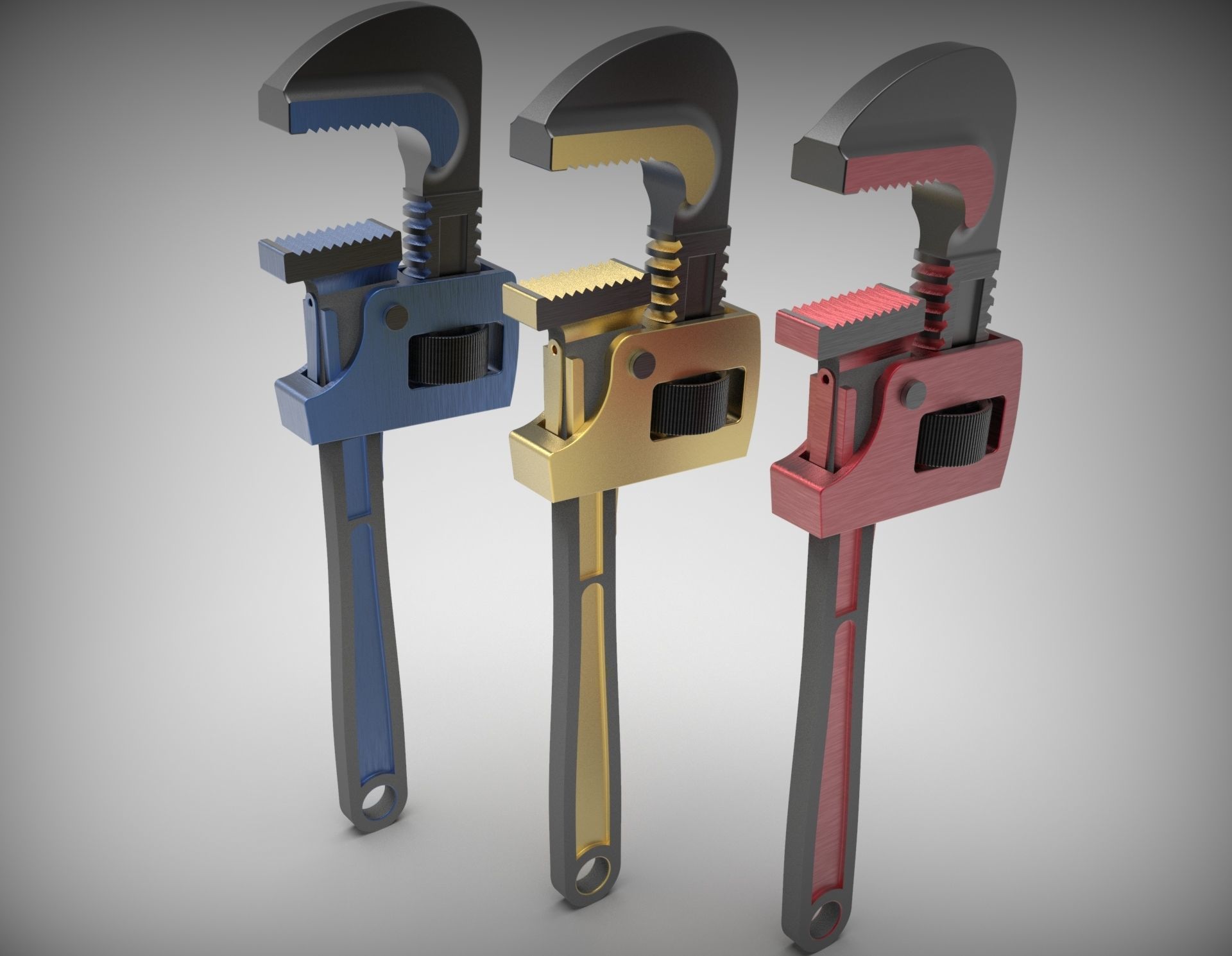 Adjustable Pipe Wrench 3D model_2