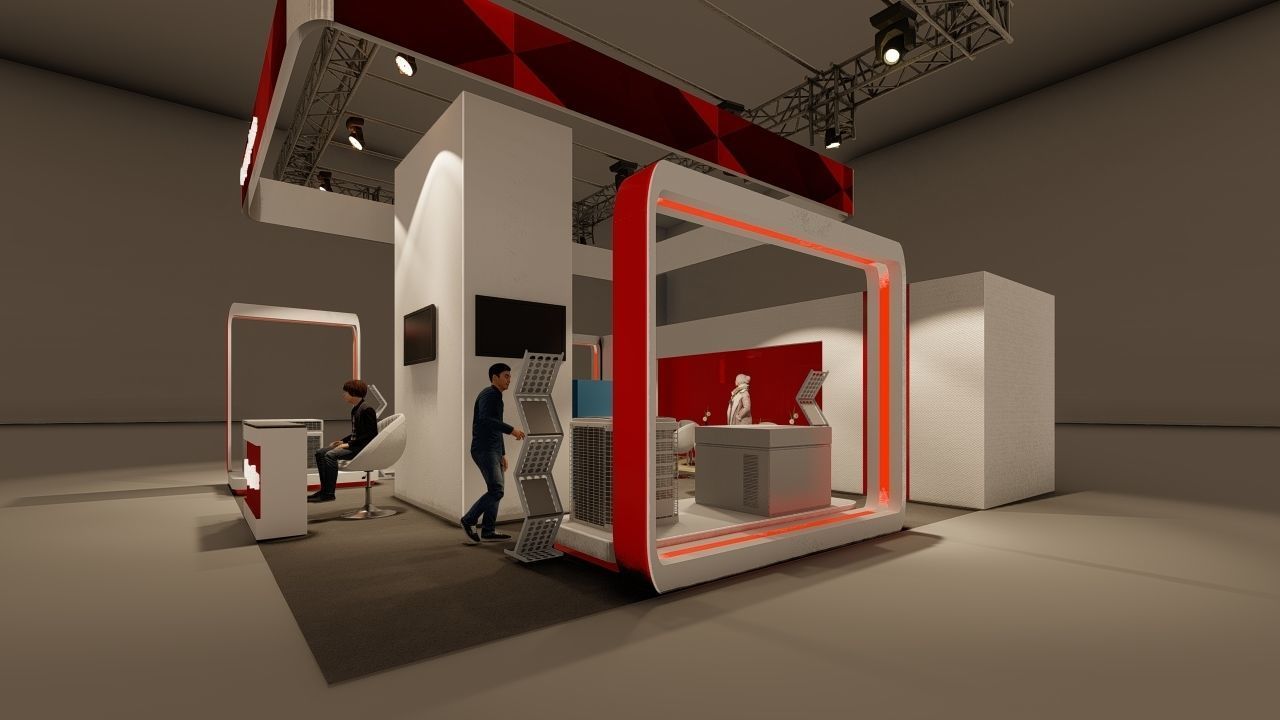 Exhibition Model trade show booth 3D model_1