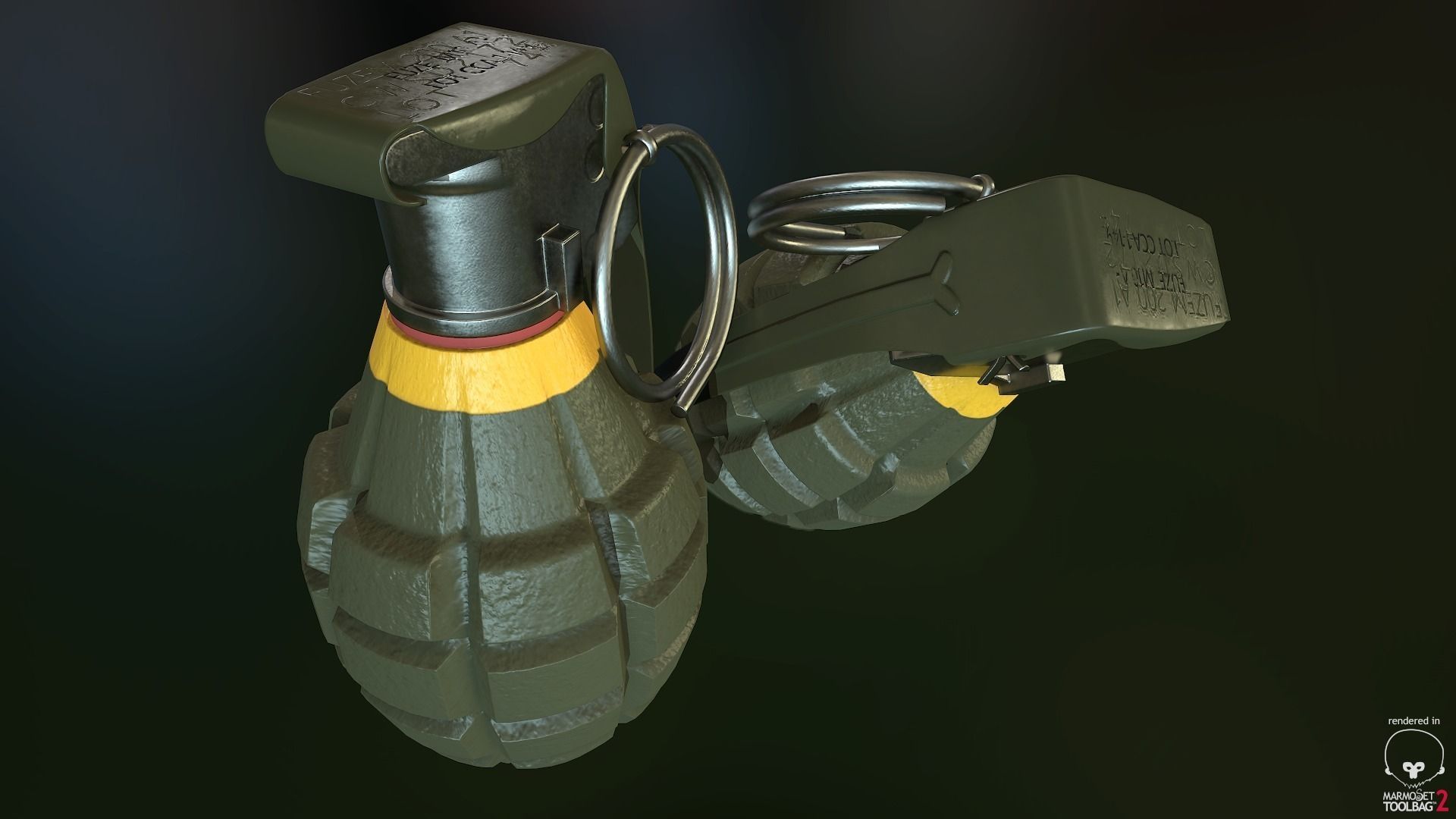MK2 Pineapple Fragmentation grenade Low-poly 3D model_3