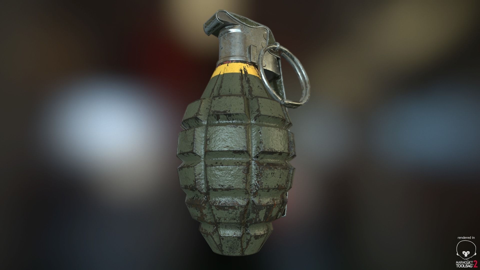 MK2 Pineapple Fragmentation grenade Low-poly 3D model_7