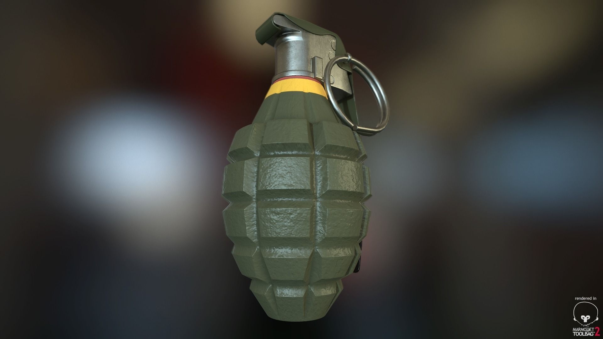 MK2 Pineapple Fragmentation grenade Low-poly 3D model_8