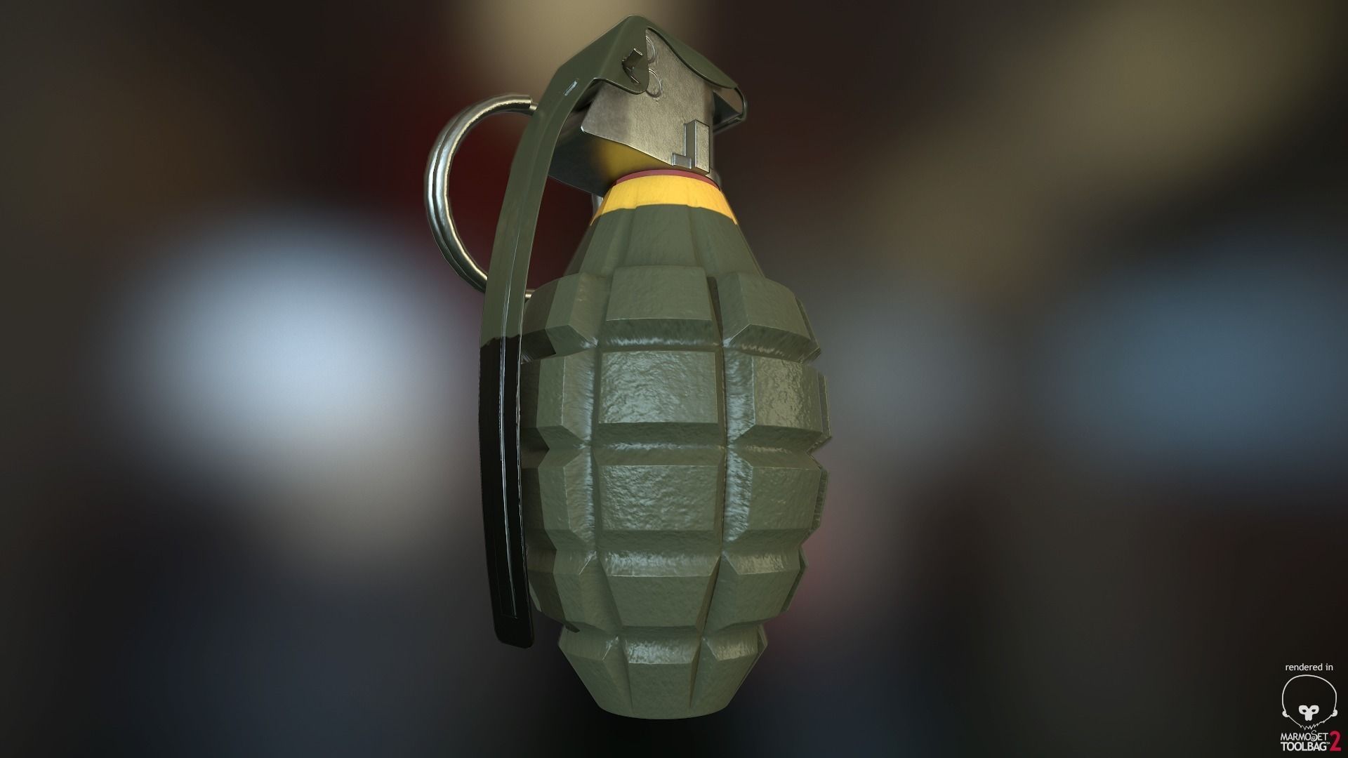 MK2 Pineapple Fragmentation grenade Low-poly 3D model_11