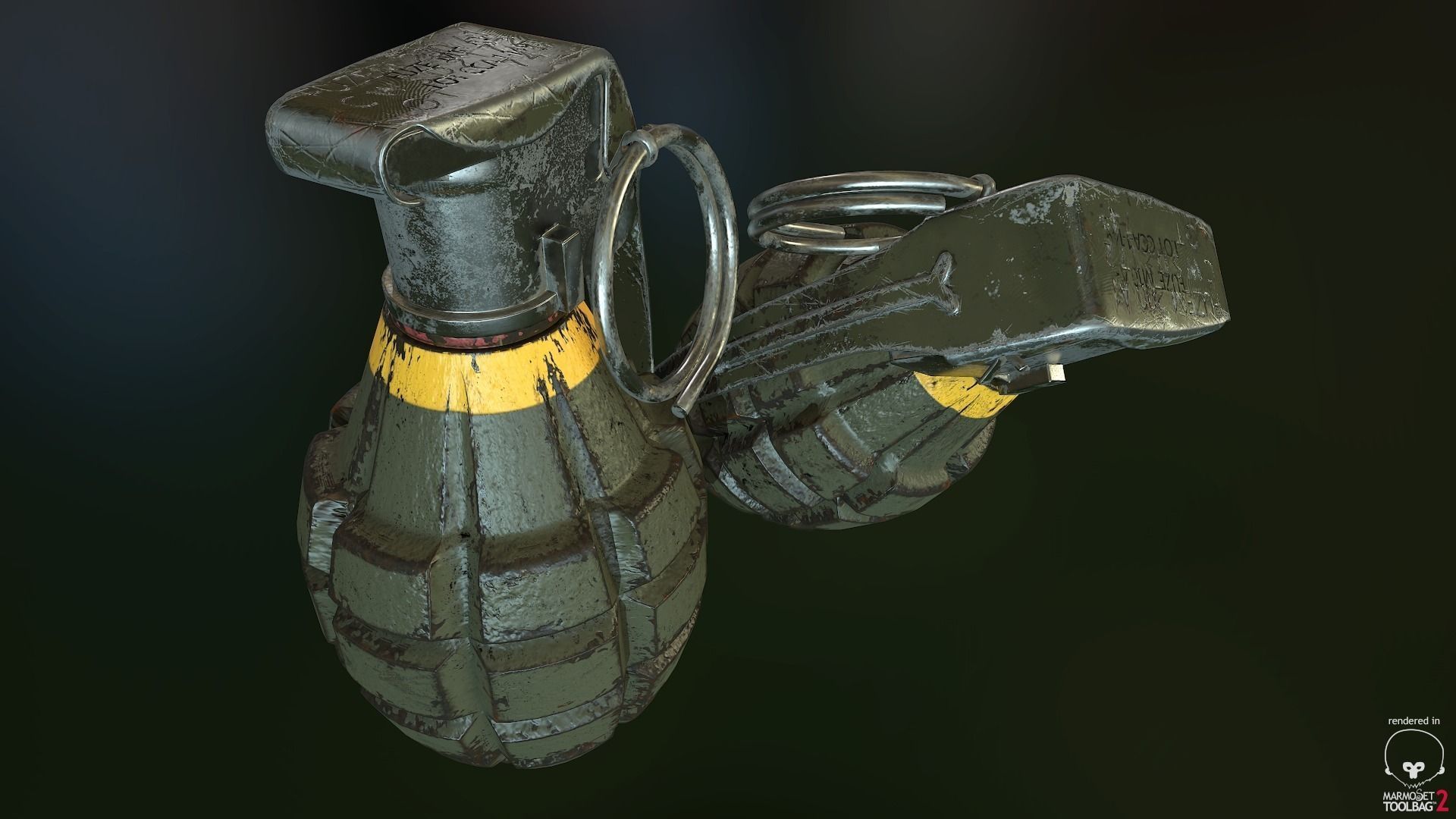 MK2 Pineapple Fragmentation grenade Low-poly 3D model_2