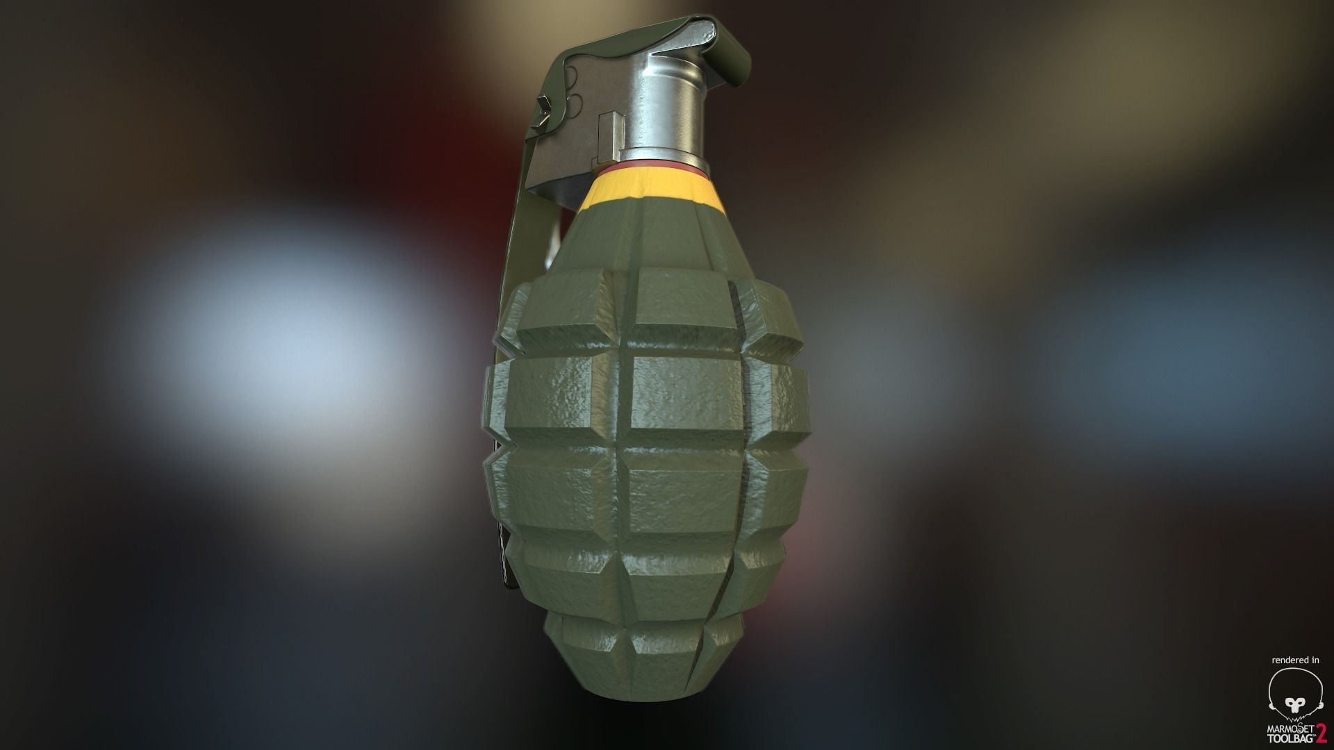 MK2 Pineapple Fragmentation grenade Low-poly 3D model_5