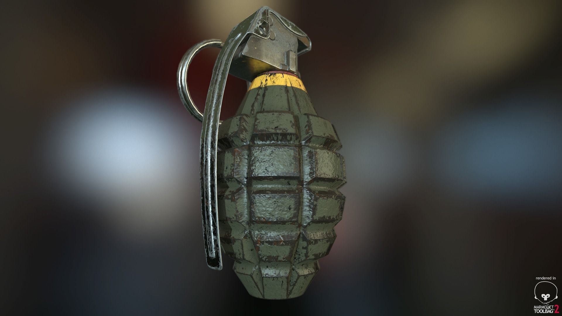 MK2 Pineapple Fragmentation grenade Low-poly 3D model_9