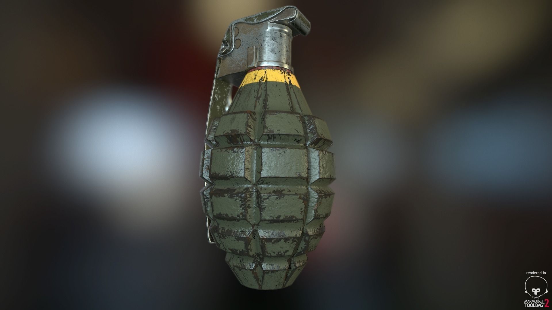 MK2 Pineapple Fragmentation grenade Low-poly 3D model_4