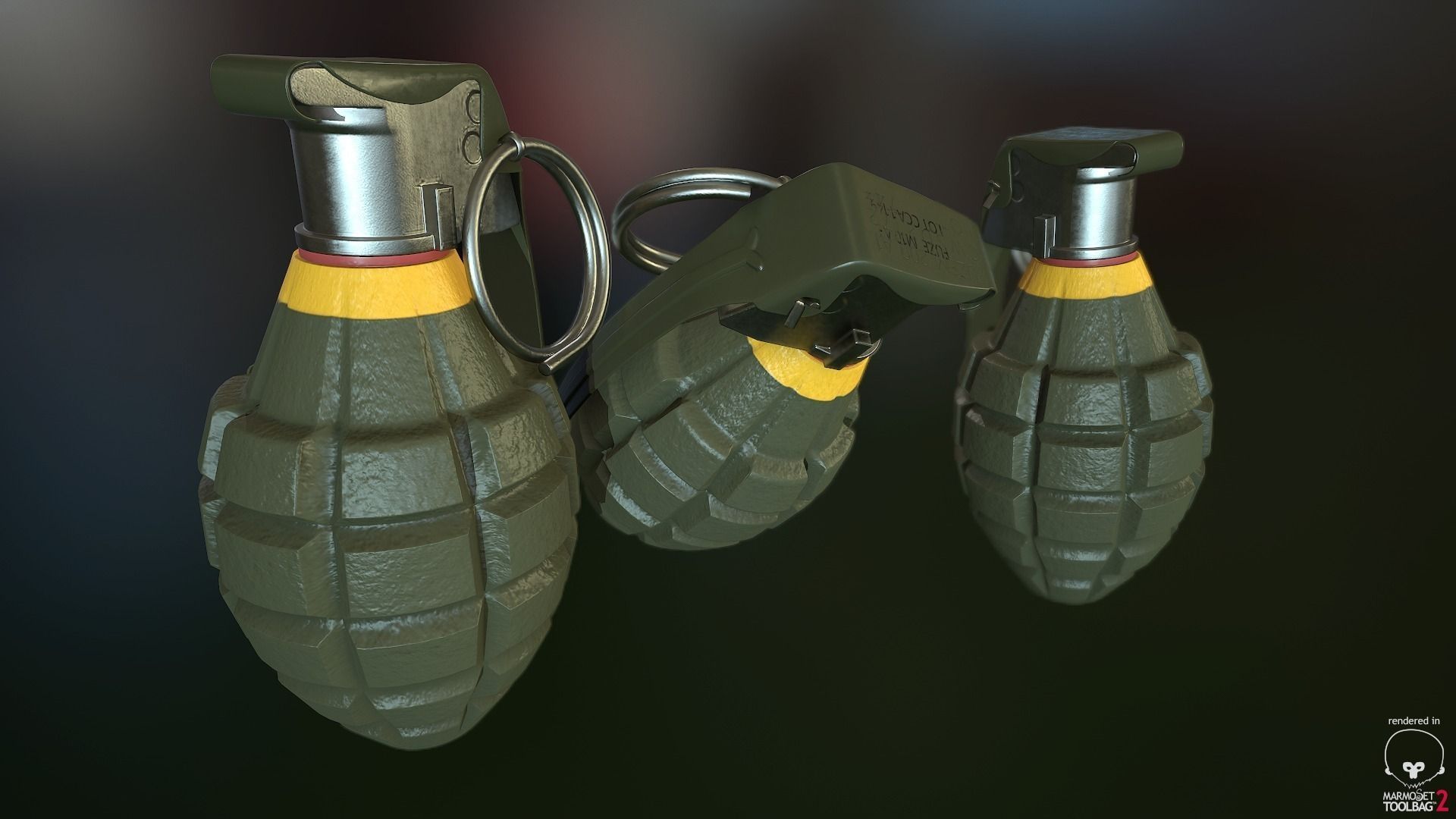 MK2 Pineapple Fragmentation grenade Low-poly 3D model_1