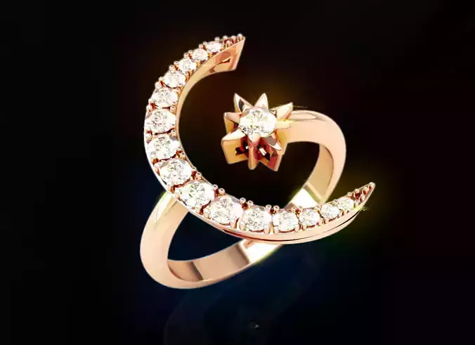 Moon Star Diamond Ring