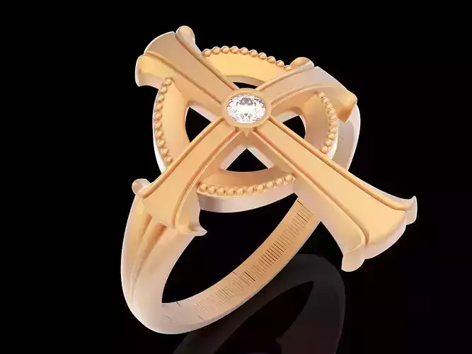 Cross ring silver gold   jewelry printable 3D model 