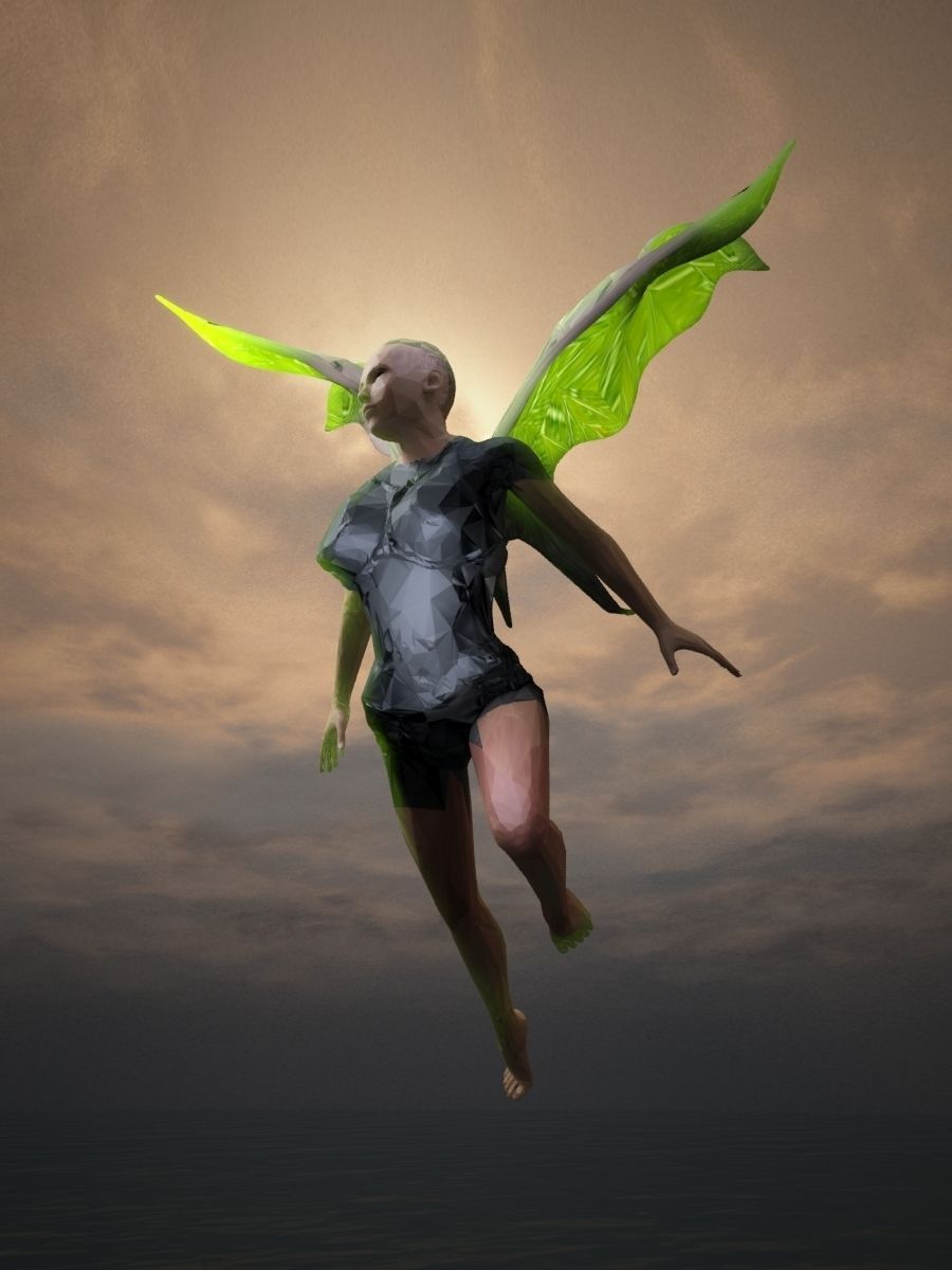 Angels fairy in flight Low-poly 3D model_1