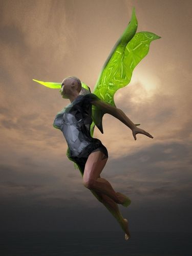Angels fairy in flight Low-poly 3D model
