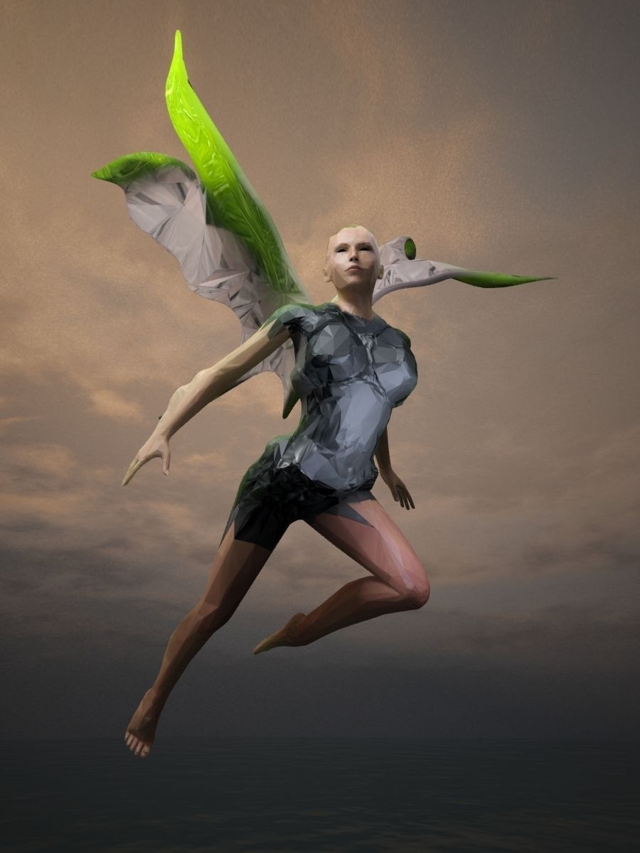 Angels fairy in flight Low-poly 3D model_2