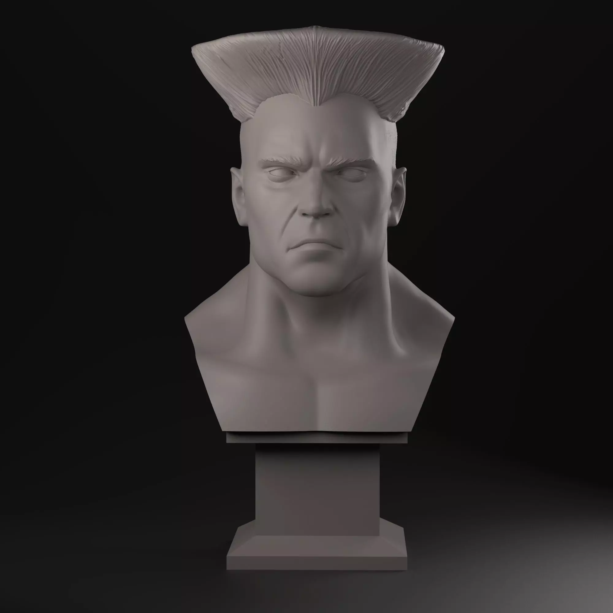 Guile 3D print bust of man with mohawk 3D print model_0