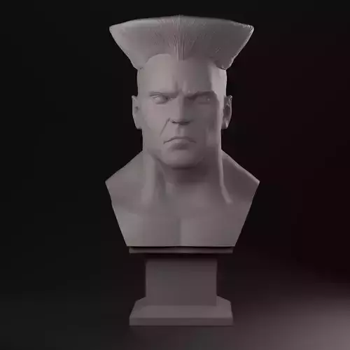 Guile 3D print bust of man with mohawk