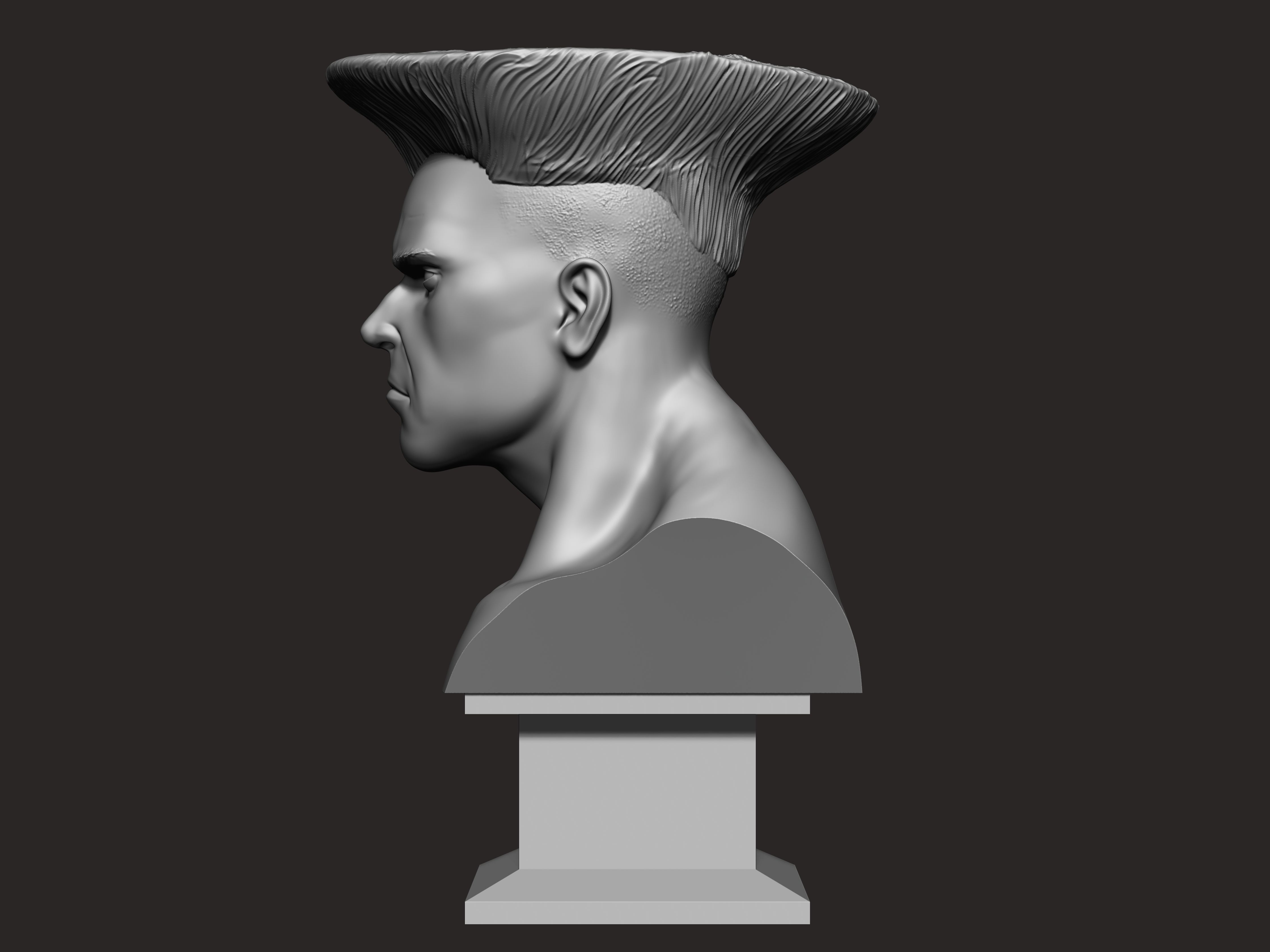 Guile 3D print bust of man with mohawk 3D print model_4