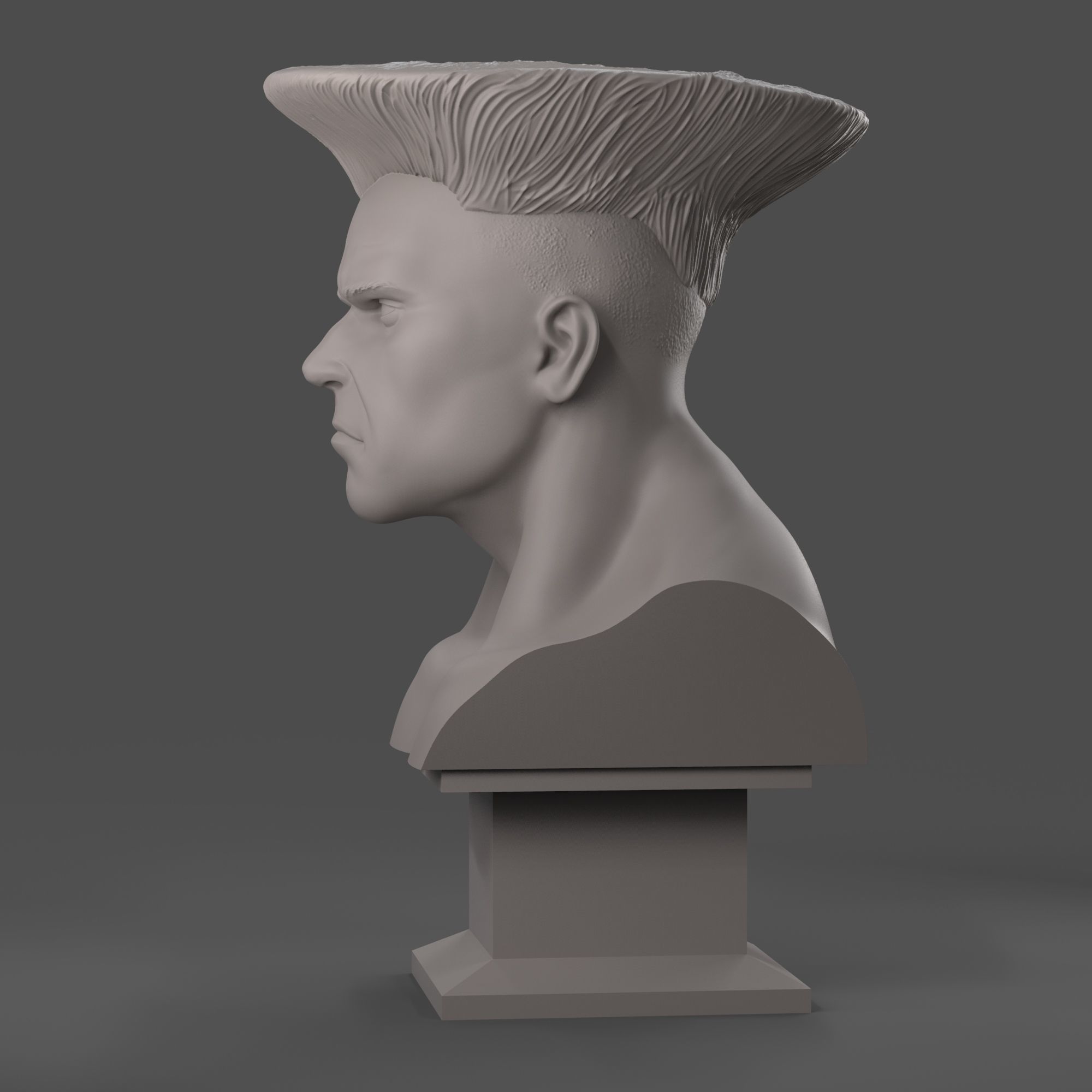 Guile 3D print bust of man with mohawk 3D print model_2