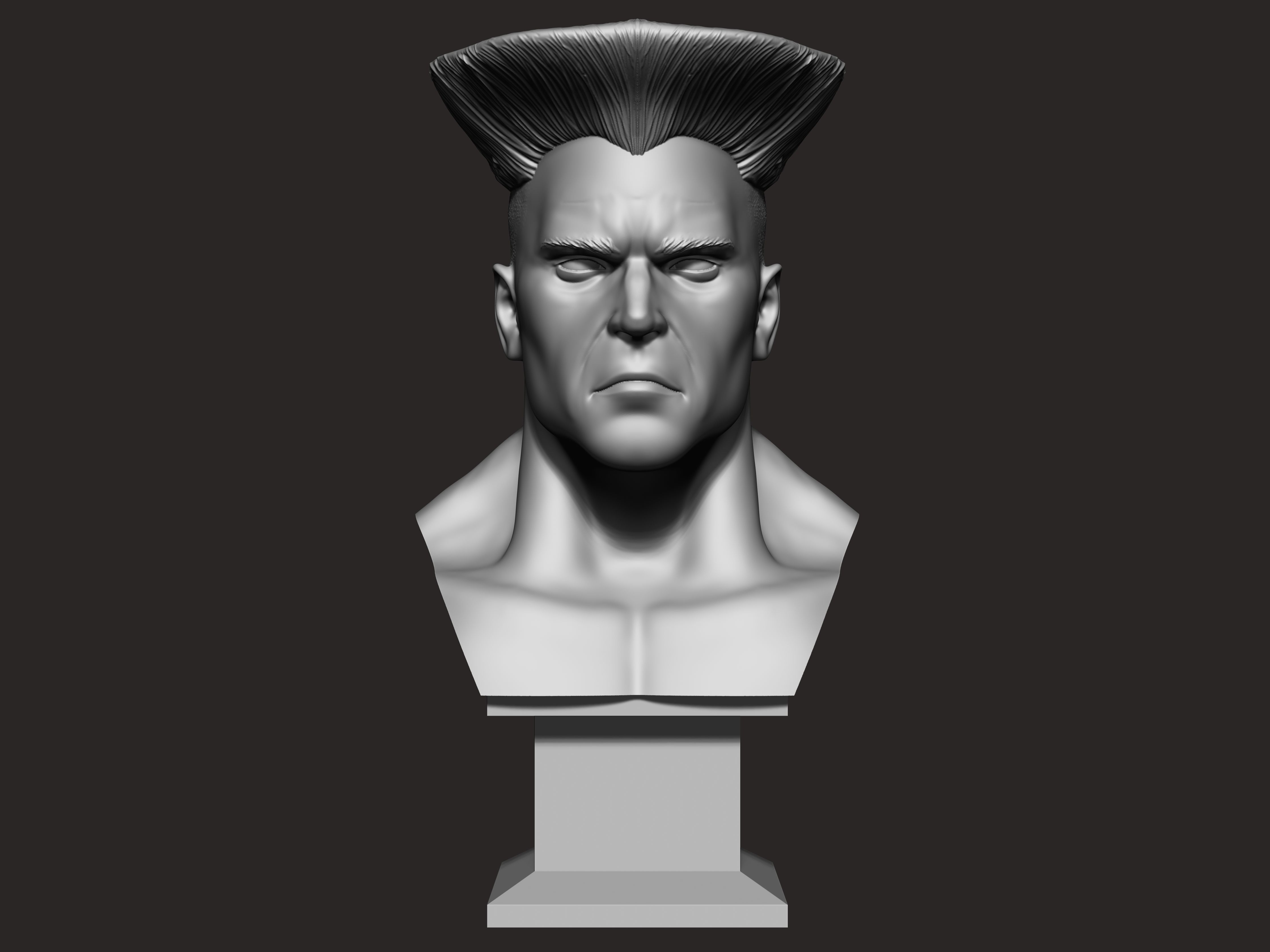 Guile 3D print bust of man with mohawk 3D print model_6