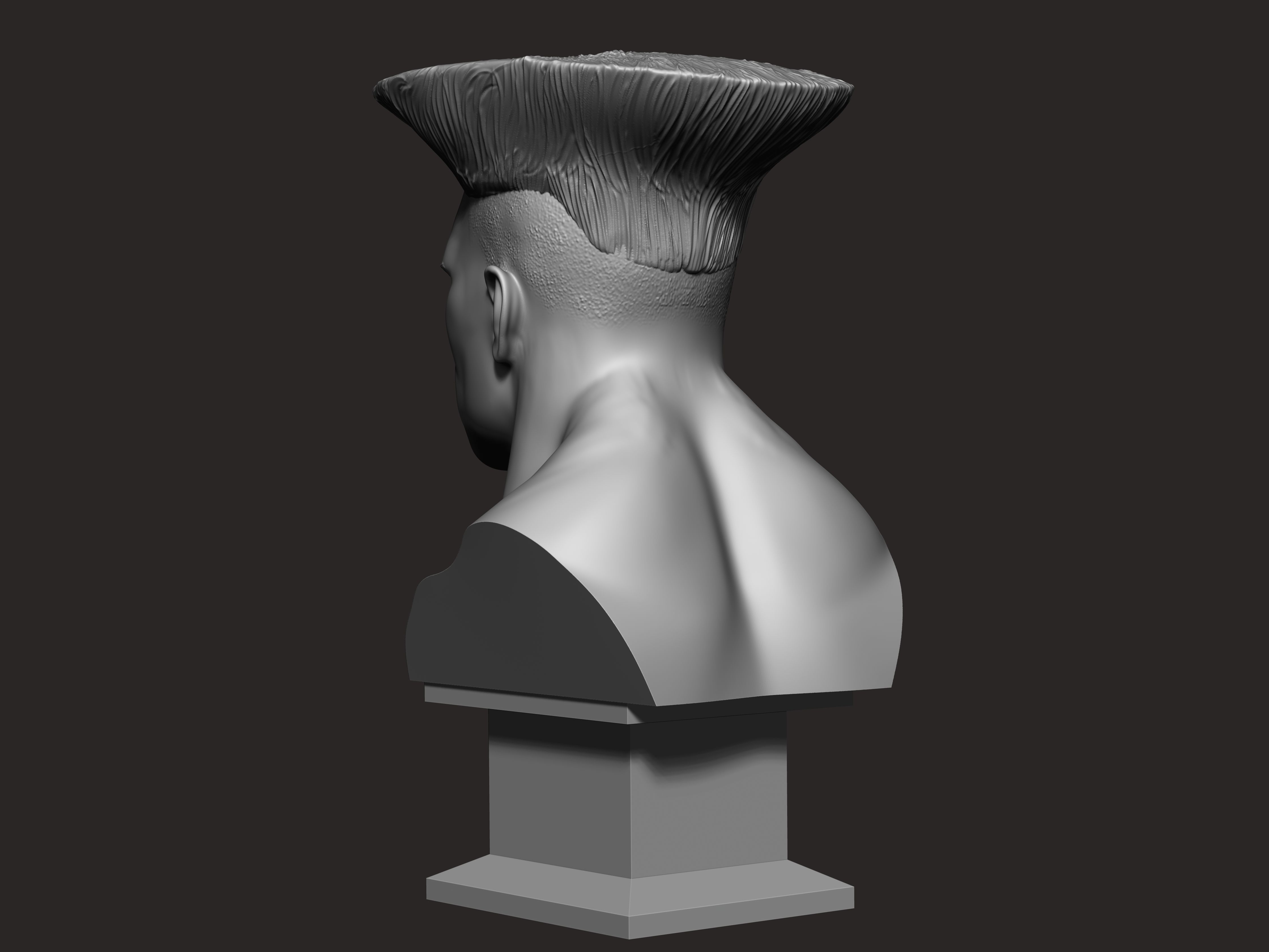 Guile 3D print bust of man with mohawk 3D print model_7
