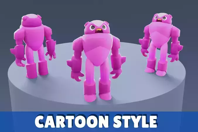 Cartoon Characters - Medium Angrypink Warrior