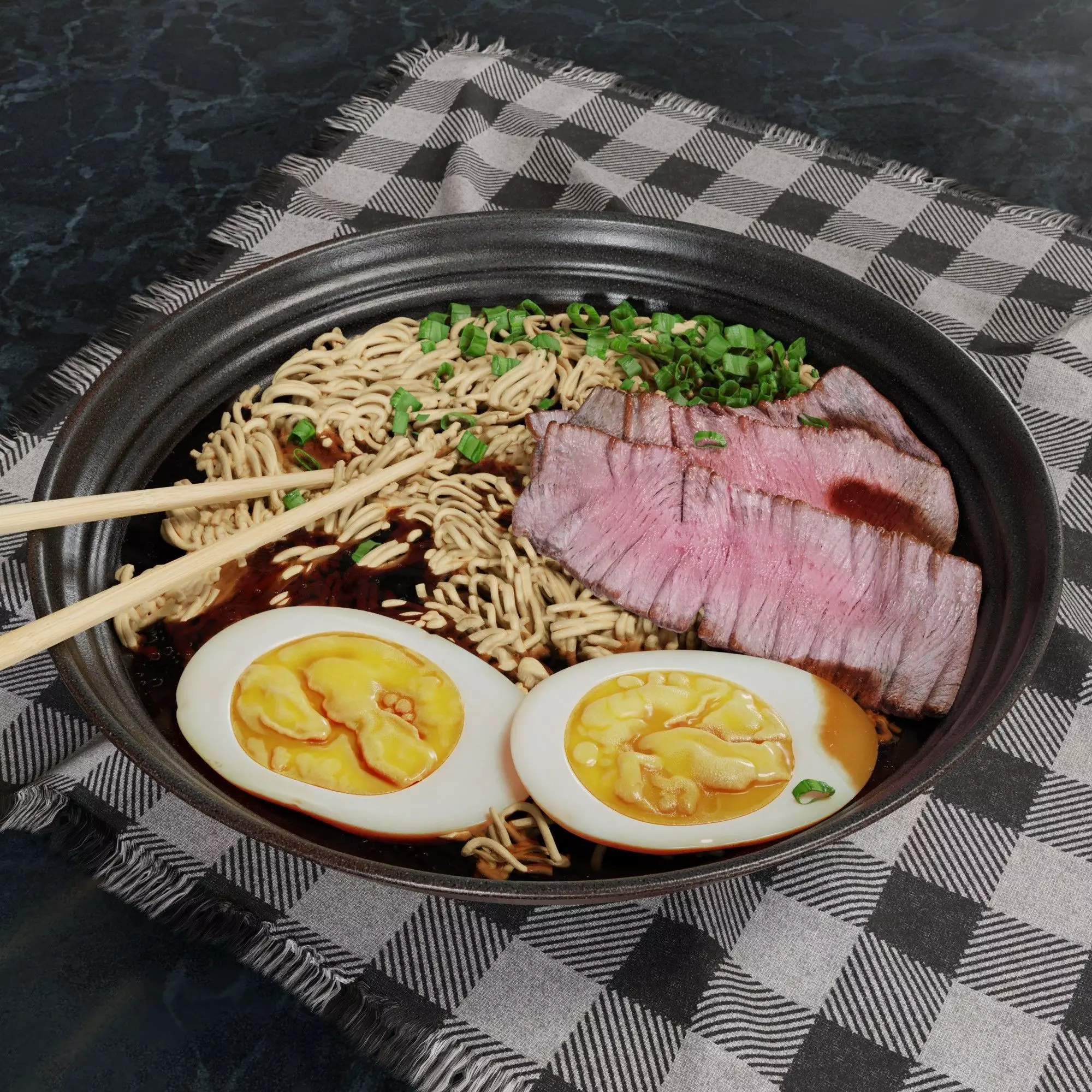 Ramen Noodles Bowl Shio style Low-poly 3D model_0
