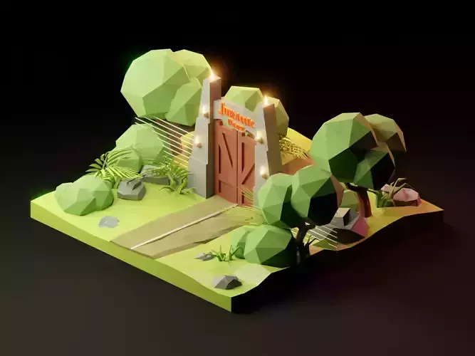 Jurassic park Gate low poly