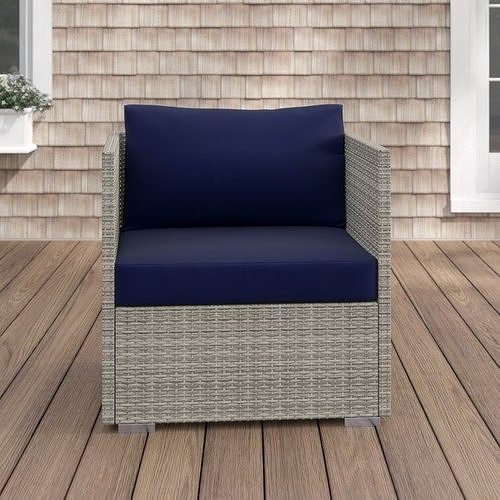 Fabric Outdoor Patio Armchair in Light Grey Beige 3D model 4