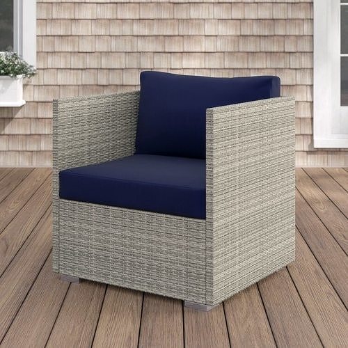 Fabric Outdoor Patio Armchair in Light Grey Beige 3D model 7