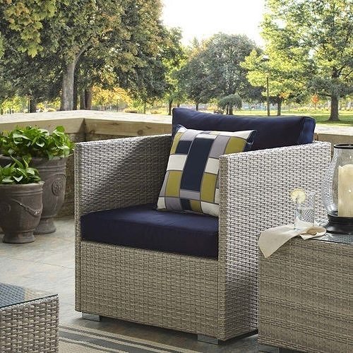 Fabric Outdoor Patio Armchair in Light Grey Beige 3D model 3