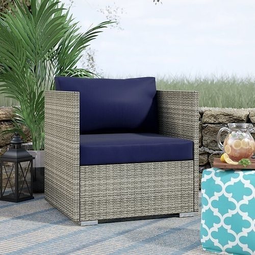 Fabric Outdoor Patio Armchair in Light Grey Beige 3D model 5