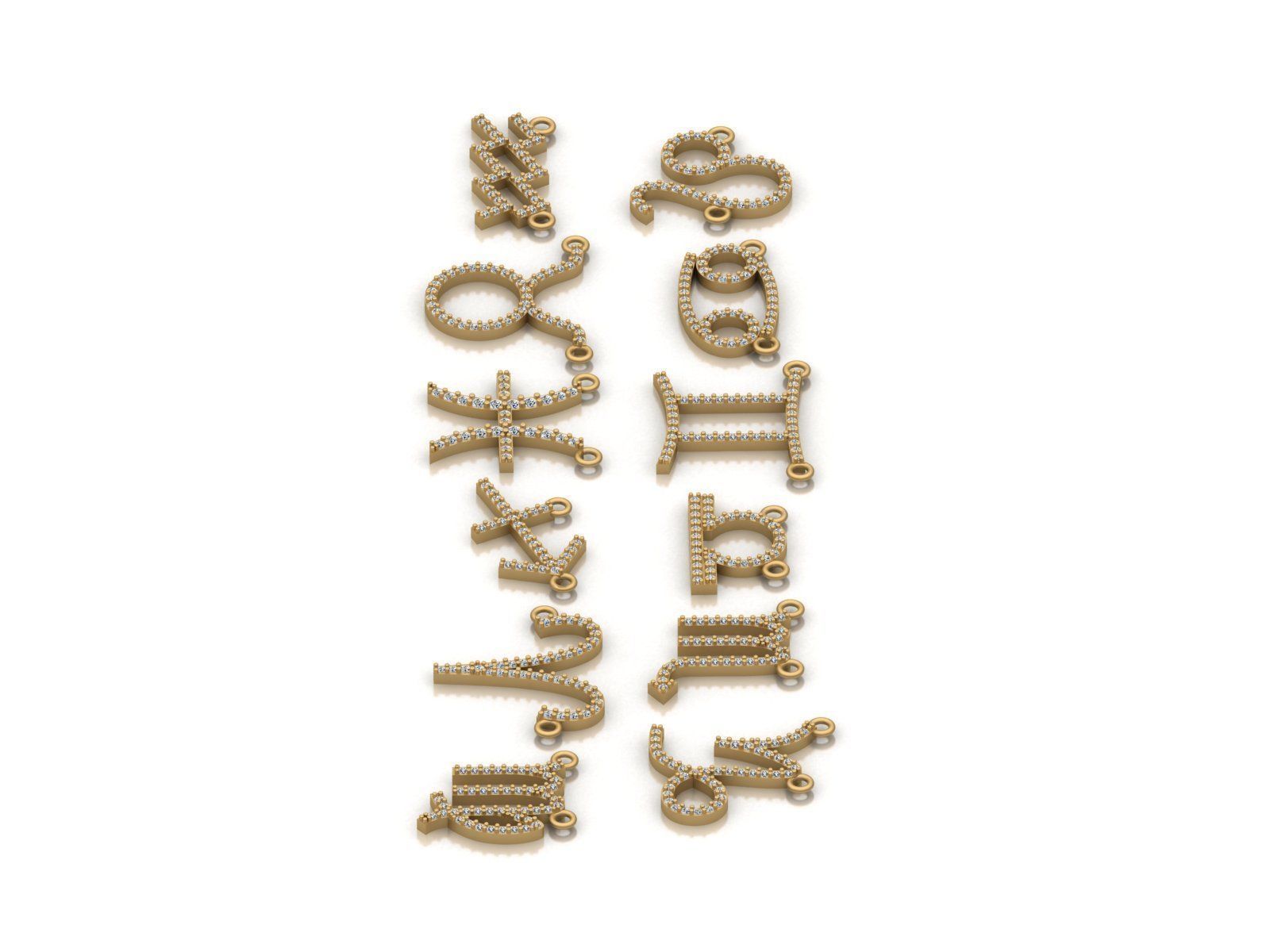 Zodiac Symbol pendant 3D print model  3D print model_12