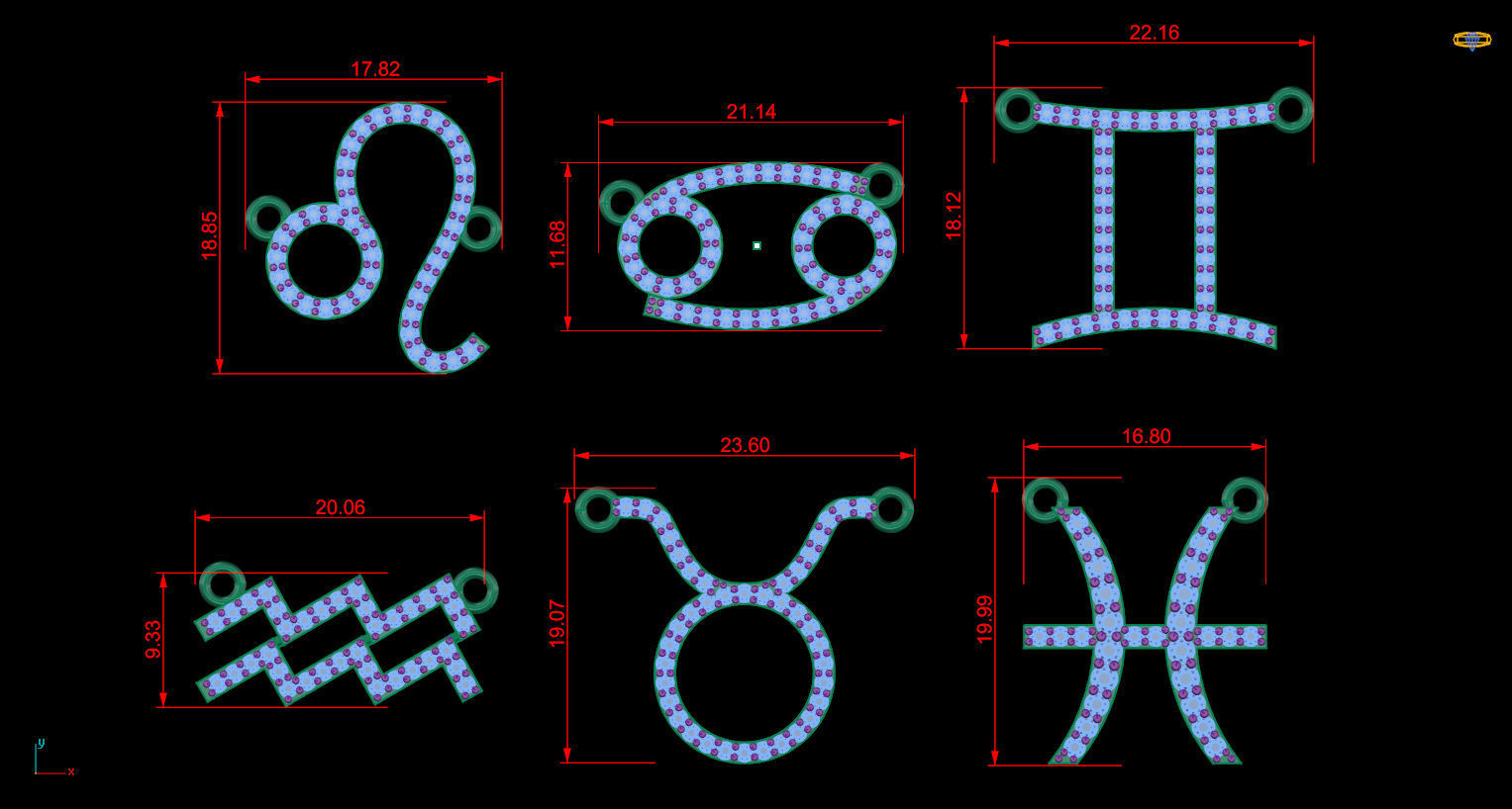 Zodiac Symbol pendant 3D print model  3D print model_8