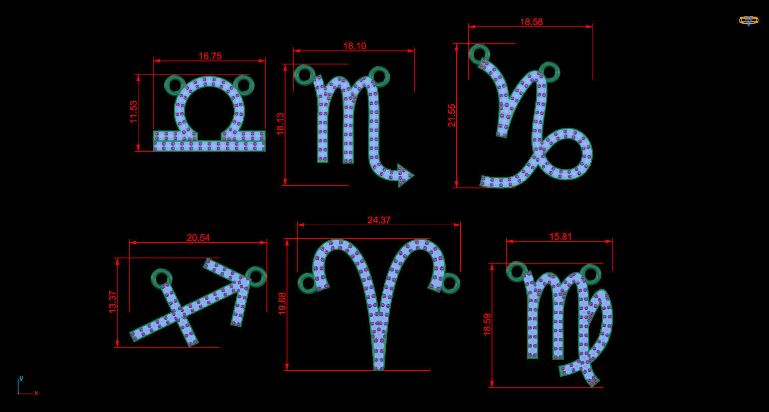 Zodiac Symbol pendant 3D print model  3D print model_7