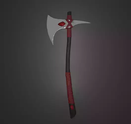 Axe Weapon With Blood Crystals low-poly game ready PBR
