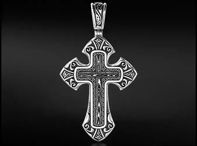 Male cross with patterns without a crucifix 742 3D print model