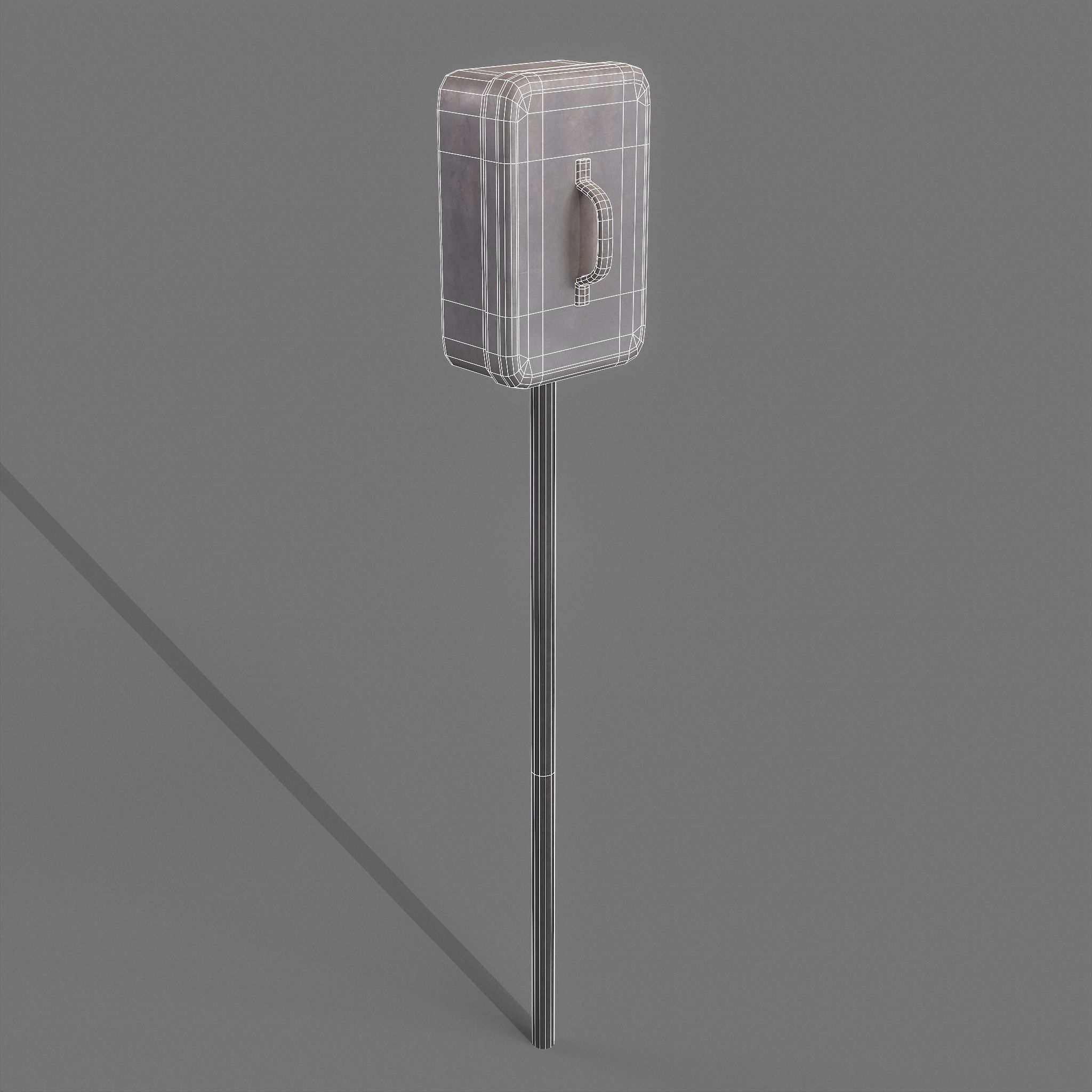 Vintage Wall Electric Box Low Poly Low-poly 3D model_8