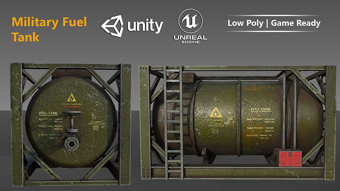 Military Fuel Tank - Low Poly - Game Ready Low-poly 3D model