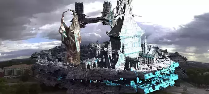 Sci-Fi City dystopia Rule city Statues 2 