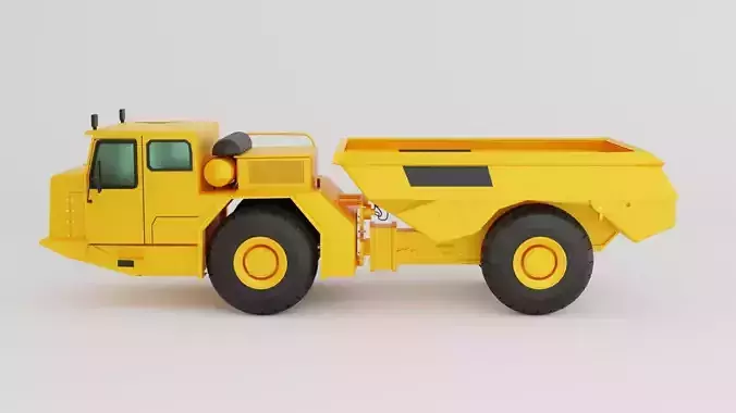 Mining car truckof yellow color  on white background