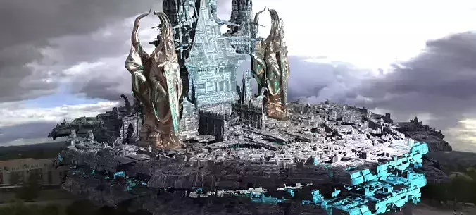 Sci-Fi City dystopia Rule city Statues 3