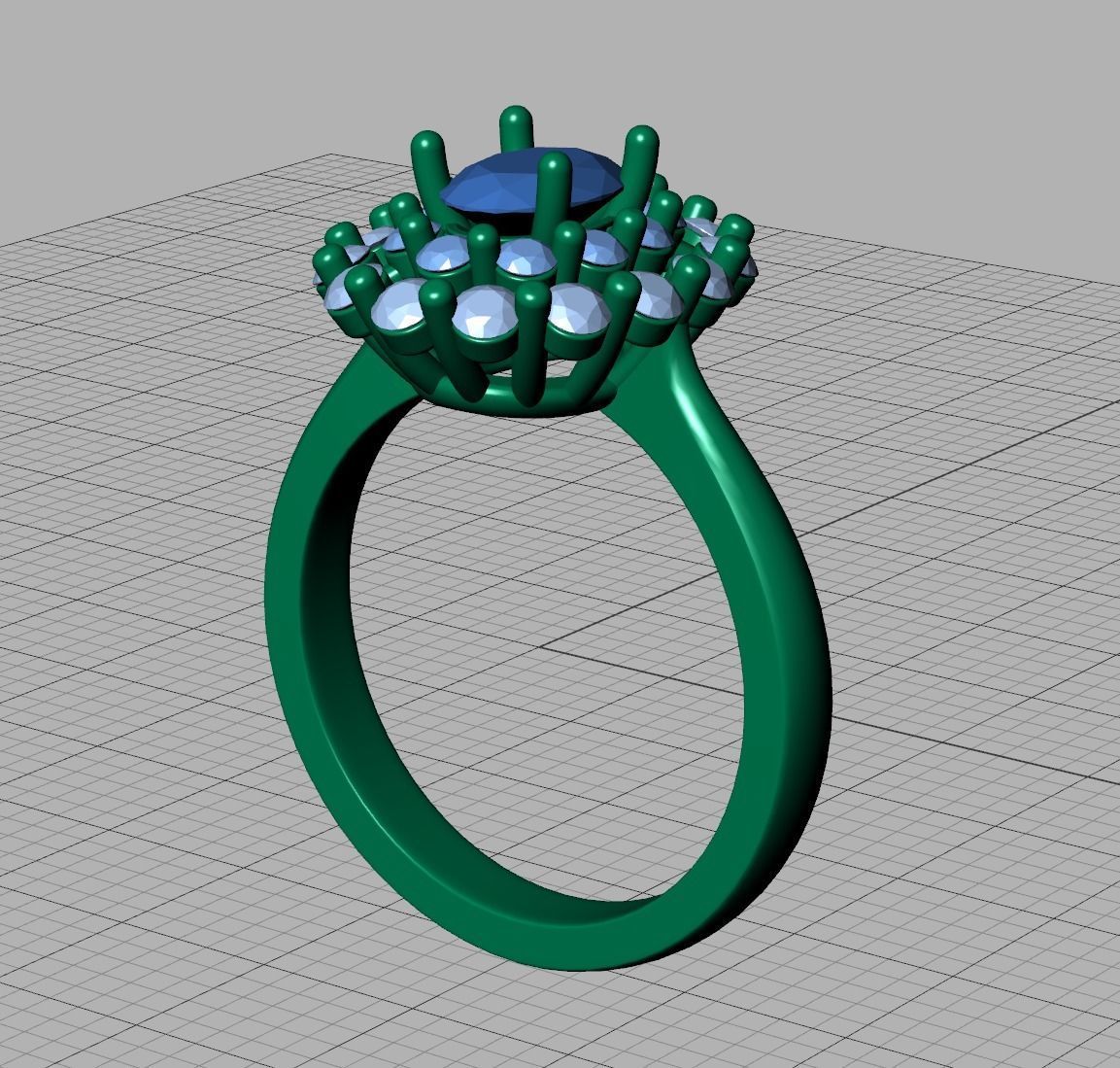 Diana Engagement Ring 7x5 Oval Stone Single Prong Halo Setting 3D print model_11