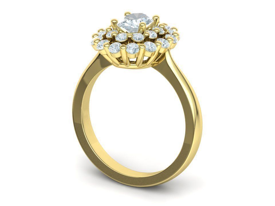 Diana Engagement Ring 7x5 Oval Stone Single Prong Halo Setting 3D print model_21