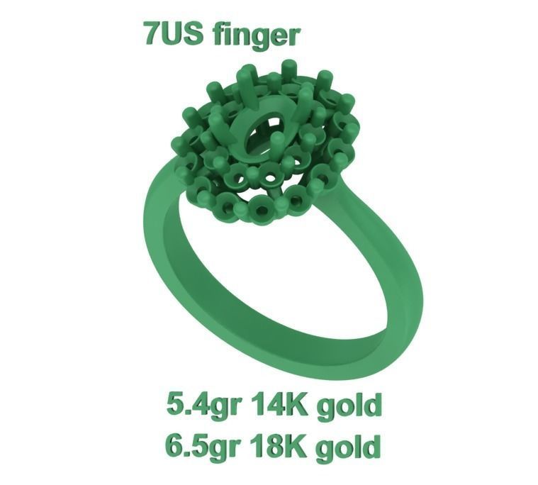 Diana Engagement Ring 7x5 Oval Stone Single Prong Halo Setting 3D print model_16