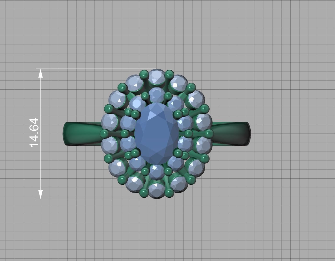 Diana Engagement Ring 7x5 Oval Stone Single Prong Halo Setting 3D print model_9