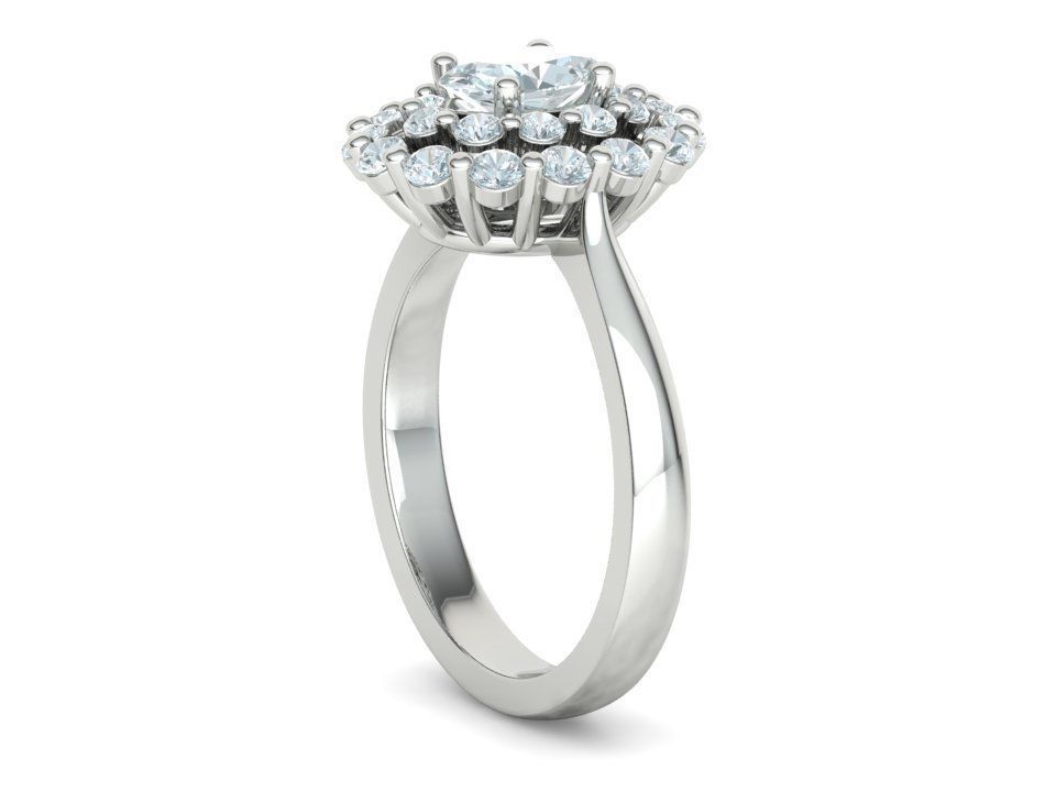 Diana Engagement Ring 7x5 Oval Stone Single Prong Halo Setting 3D print model_25